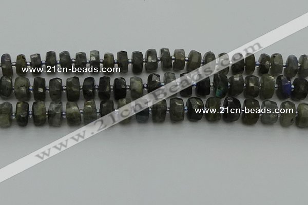 CRB1301 15.5 inches 6*10mm faceted rondelle labradorite beads