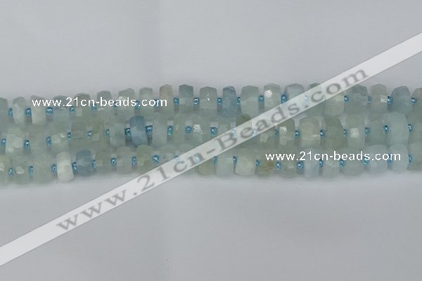 CRB1311 15.5 inches 6*10mm faceted rondelle aquamarine beads