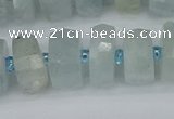 CRB1312 15.5 inches 6*12mm faceted rondelle aquamarine beads