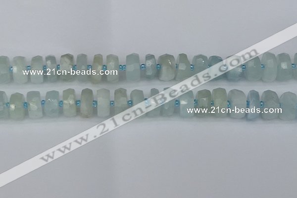 CRB1314 15.5 inches 7*14mm faceted rondelle aquamarine beads