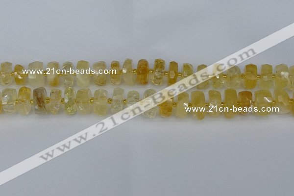 CRB1322 15.5 inches 6*12mm faceted rondelle citrine beads