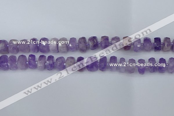 CRB1332 15.5 inches 6*12mm faceted rondelle lavender amethyst beads