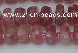 CRB1341 15.5 inches 6*10mm faceted rondelle strawberry quartz beads