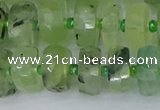 CRB1352 15.5 inches 6*12mm faceted rondelle green rutilated quartz beads