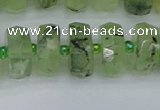 CRB1353 15.5 inches 7*14mm faceted rondelle green rutilated quartz beads