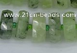 CRB1354 15.5 inches 8*16mm faceted rondelle green rutilated quartz beads