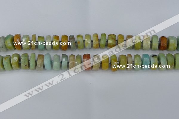 CRB1362 15.5 inches 6*12mm faceted rondelle Chinese amazonite beads