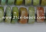 CRB1363 15.5 inches 7*14mm faceted rondelle Chinese amazonite beads