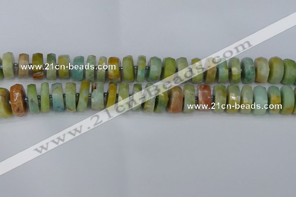 CRB1363 15.5 inches 7*14mm faceted rondelle Chinese amazonite beads