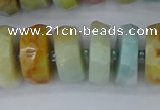 CRB1364 15.5 inches 8*16mm faceted rondelle Chinese amazonite beads