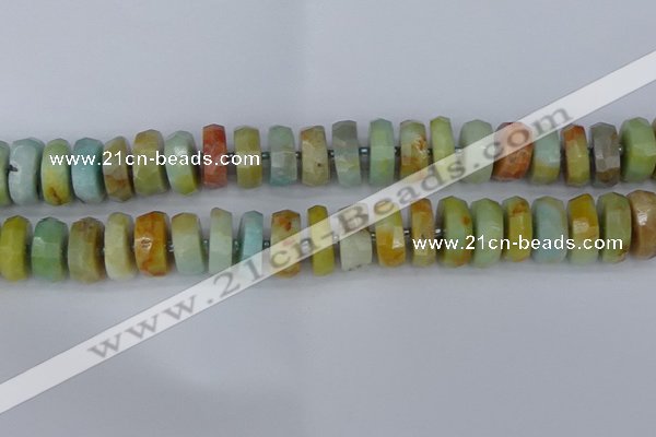 CRB1364 15.5 inches 8*16mm faceted rondelle Chinese amazonite beads