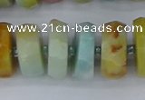 CRB1365 15.5 inches 8*18mm faceted rondelle Chinese amazonite beads