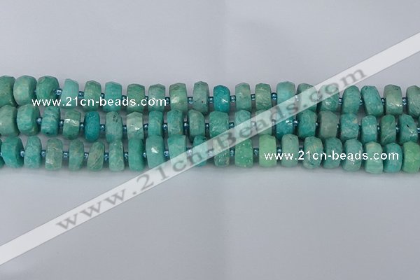 CRB1371 15.5 inches 6*10mm faceted rondelle amazonite beads