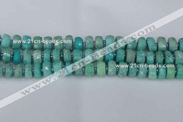 CRB1372 15.5 inches 6*12mm faceted rondelle amazonite beads