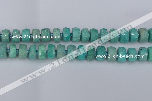 CRB1374 15.5 inches 8*16mm faceted rondelle amazonite beads
