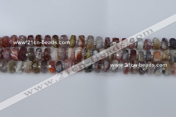 CRB1381 15.5 inches 6*10mm faceted rondelle botswana agate beads