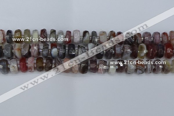 CRB1382 15.5 inches 6*12mm faceted rondelle botswana agate beads