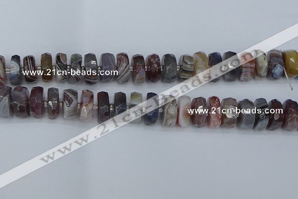 CRB1385 15.5 inches 8*18mm faceted rondelle botswana agate beads