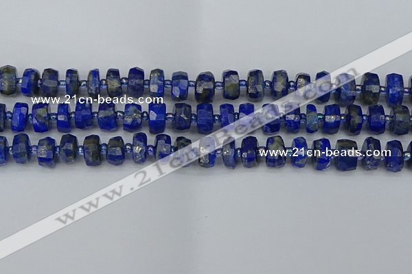 CRB1391 15.5 inches 6*10mm faceted rondelle lapis lazuli beads