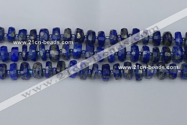 CRB1394 15.5 inches 8*16mm faceted rondelle lapis lazuli beads