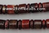 CRB140 15.5 inches 6*12mm & 10*12mm rondelle brecciated jasper beads