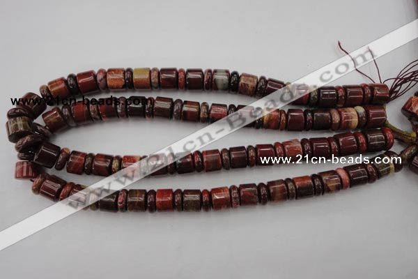 CRB140 15.5 inches 6*12mm & 10*12mm rondelle brecciated jasper beads