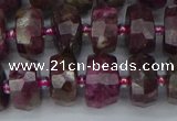 CRB1402 15.5 inches 6*12mm faceted rondelle tourmaline beads