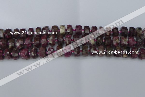 CRB1402 15.5 inches 6*12mm faceted rondelle tourmaline beads