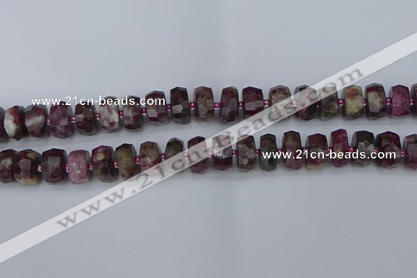 CRB1403 15.5 inches 7*14mm faceted rondelle tourmaline beads