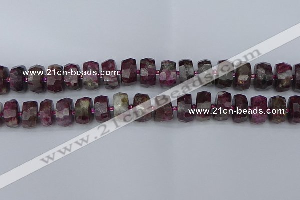 CRB1404 15.5 inches 8*16mm faceted rondelle tourmaline beads