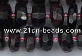 CRB1412 15.5 inches 6*12mm faceted rondelle red garnet beads