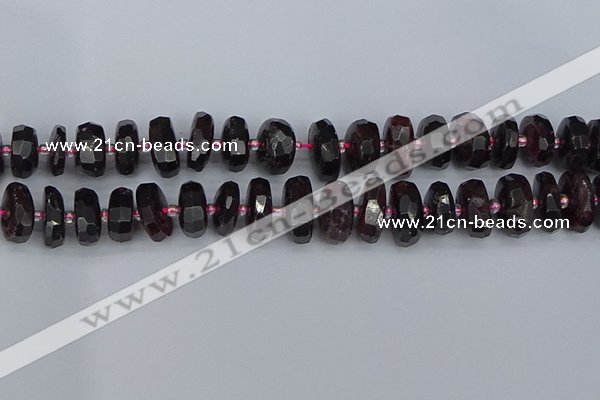 CRB1415 15.5 inches 8*18mm faceted rondelle red garnet beads