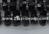 CRB1422 15.5 inches 6*12mm faceted rondelle black tourmaline beads