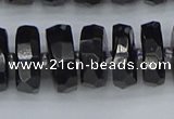 CRB1425 15.5 inches 8*18mm faceted rondelle black tourmaline beads