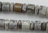 CRB143 15.5 inches 6*12mm & 10*12mm rondelle silver needle agate beads