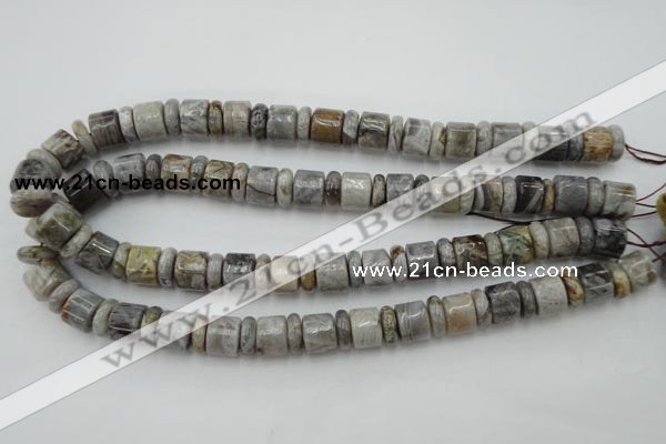 CRB143 15.5 inches 6*12mm & 10*12mm rondelle silver needle agate beads