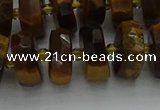 CRB1432 15.5 inches 6*12mm faceted rondelle yellow tiger eye beads