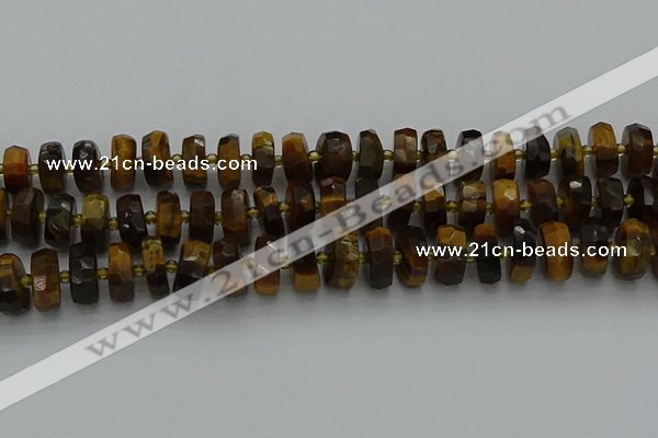 CRB1432 15.5 inches 6*12mm faceted rondelle yellow tiger eye beads