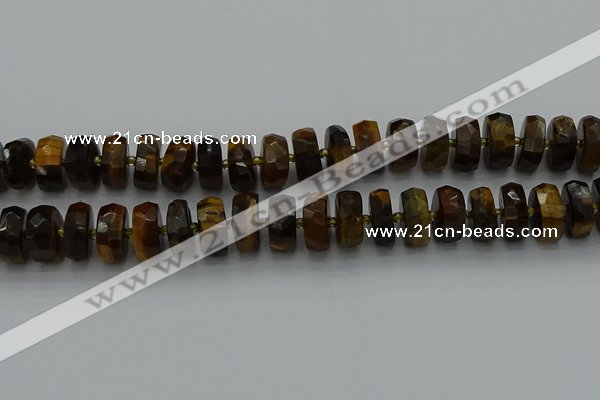 CRB1433 15.5 inches 7*14mm faceted rondelle yellow tiger eye beads