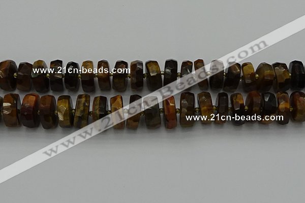 CRB1434 15.5 inches 8*16mm faceted rondelle yellow tiger eye beads