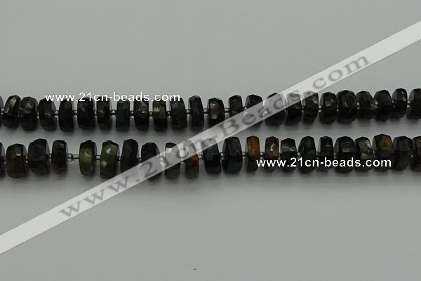 CRB1441 15.5 inches 6*10mm faceted rondelle blue tiger eye beads