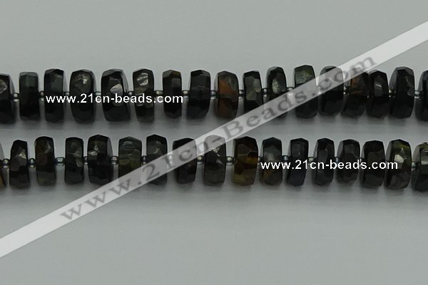 CRB1444 15.5 inches 8*16mm faceted rondelle blue tiger eye beads