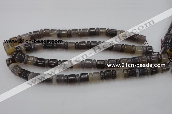 CRB145 15.5 inches 6*12mm & 10*12mm rondelle grey agate beads