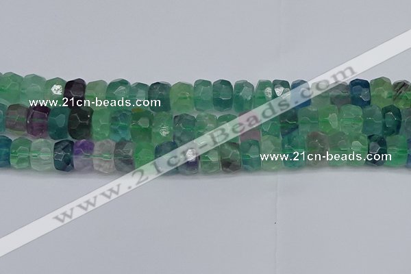 CRB1466 15.5 inches 6*12mm faceted rondelle fluorite beads