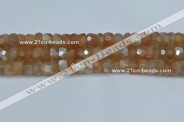 CRB1471 15.5 inches 6*12mm faceted rondelle moonstone beads