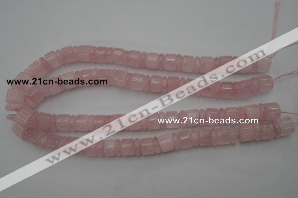 CRB149 15.5 inches 6*12mm & 10*12mm rondelle rose quartz beads