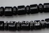 CRB151 15.5 inches 6*12mm & 10*12mm rondelle black agate beads