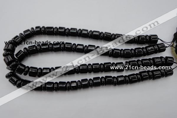 CRB151 15.5 inches 6*12mm & 10*12mm rondelle black agate beads