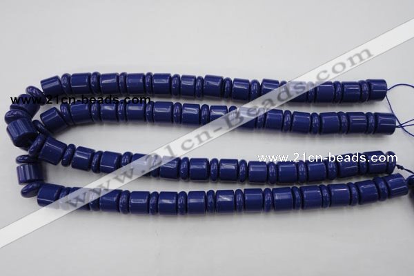 CRB153 15.5 inches 6*12mm & 10*12mm rondelle blue stone beads