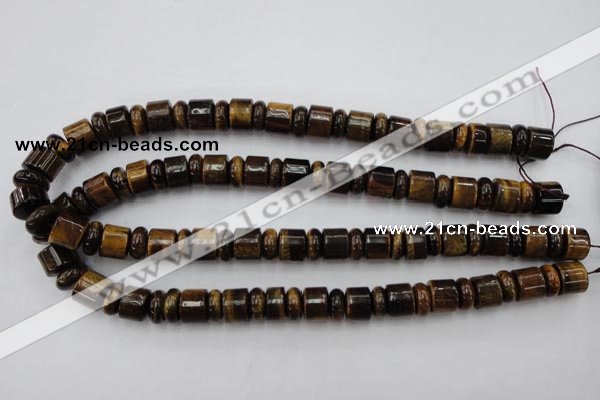 CRB154 15.5 inches 6*12mm & 10*12mm rondelle yellow tiger eye beads